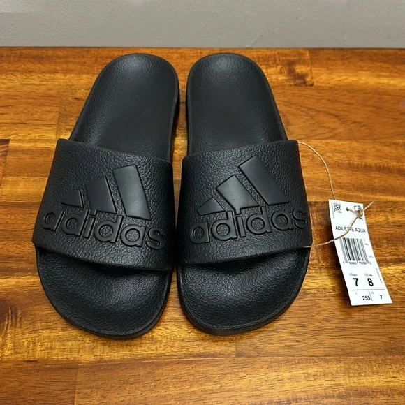 Brand New Never Worn! Adidas adilette Aqua Slides Black - Picture 3 of 7